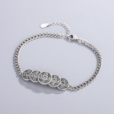 Thai Silver Ancient Coin 'Feng Shui Five' Bracelet